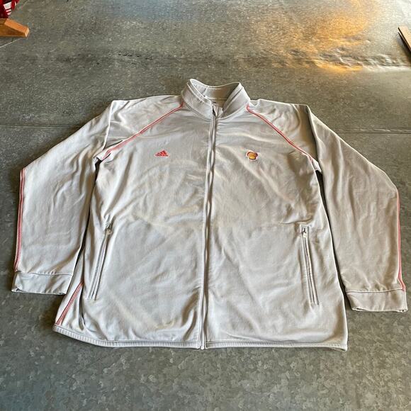 Shell Gas Embroidered Adidas Sweatshirt Lightweight Jacket Mens XL Gray Vintage - Picture 2 of 14